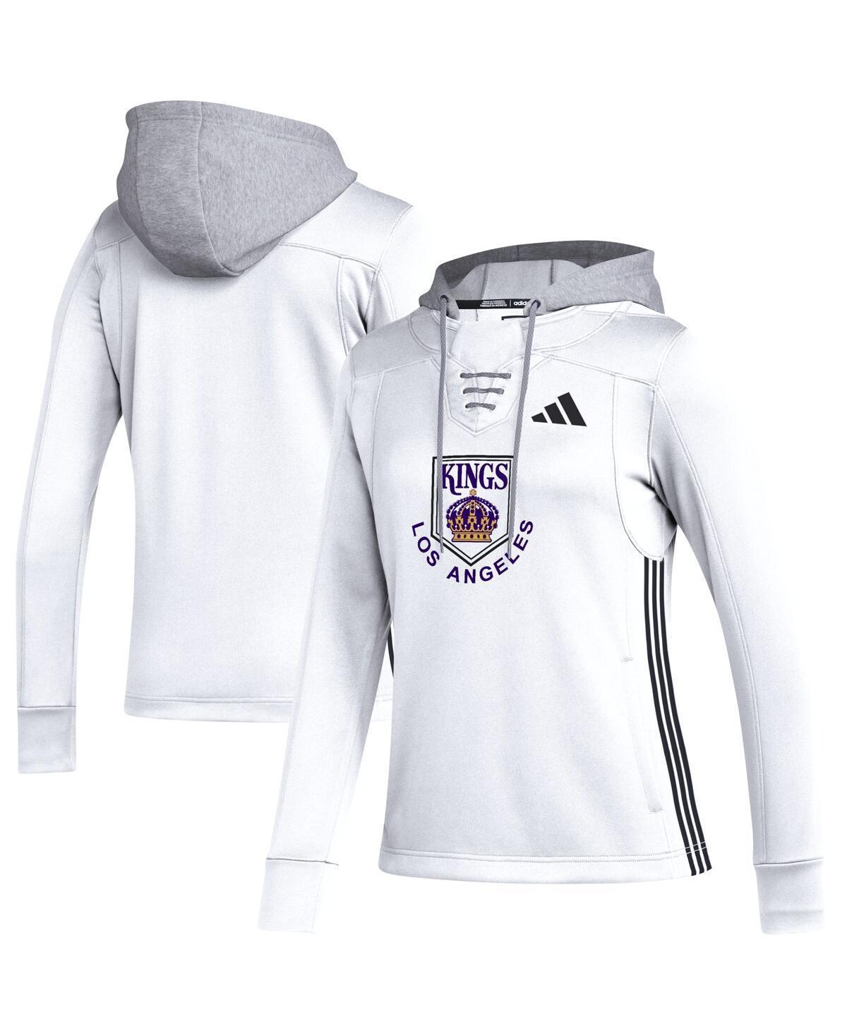 Womens adidas White Los Angeles Kings Refresh Skate Lace AEROREADY Pullover Hoodie Product Image