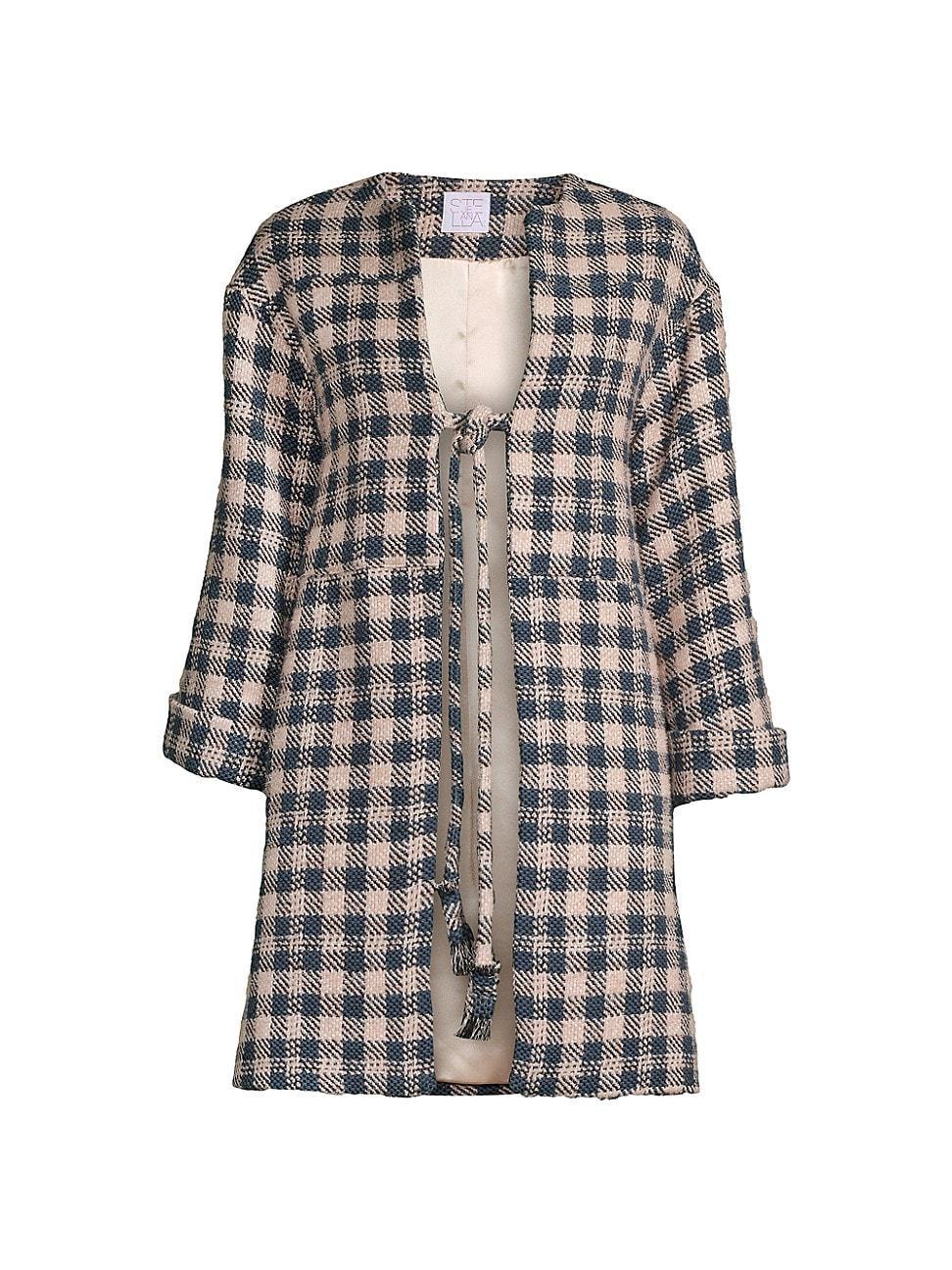 Womens Plaid Cotton-Blend Coat Product Image