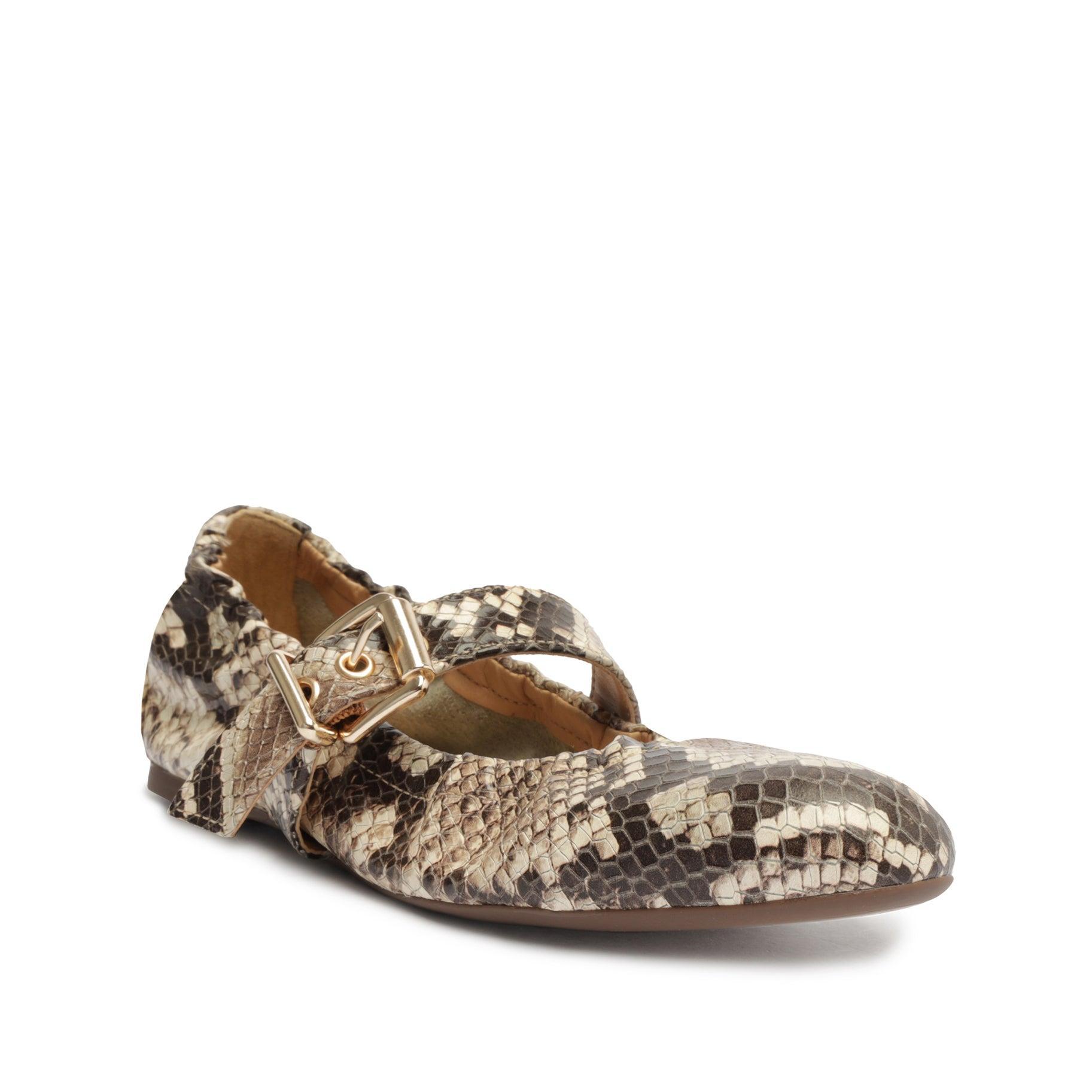 Calita Snake-Embossed Leather Flat Female Product Image