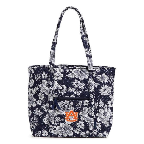 Vera Bradley Collegiate Tote Bag Women in Navy/White Rain Garden with Auburn University Logo Product Image