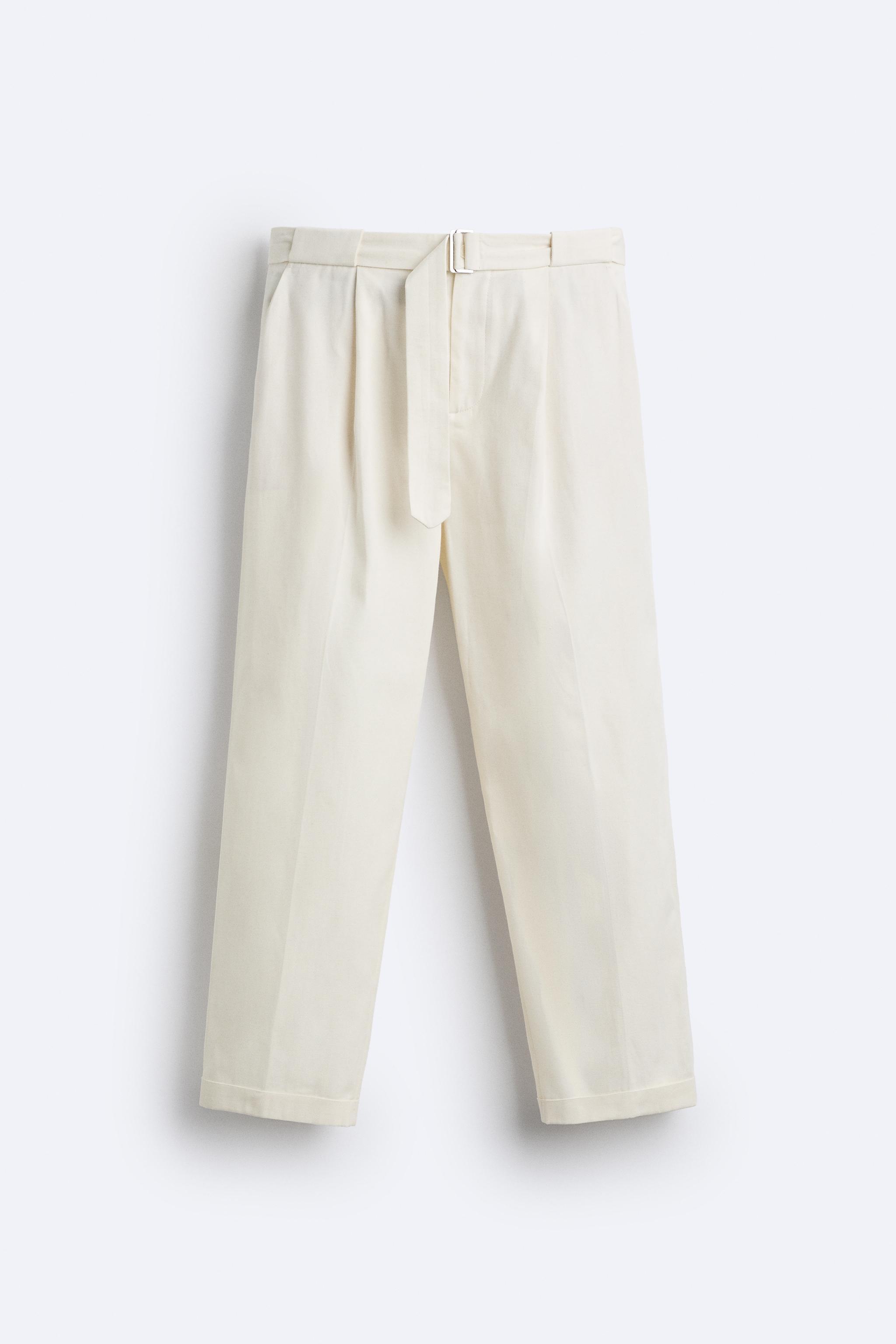 BELTED COTTON - LINEN PANTS Product Image