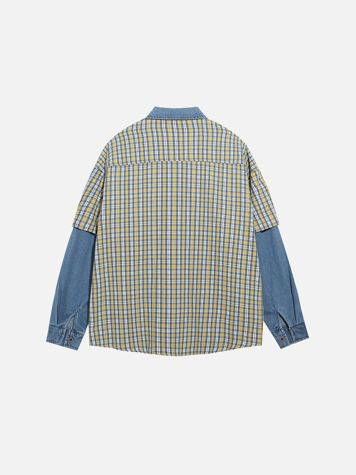 Aelfric Eden Denim Plaid Long Sleeve Shirt Product Image