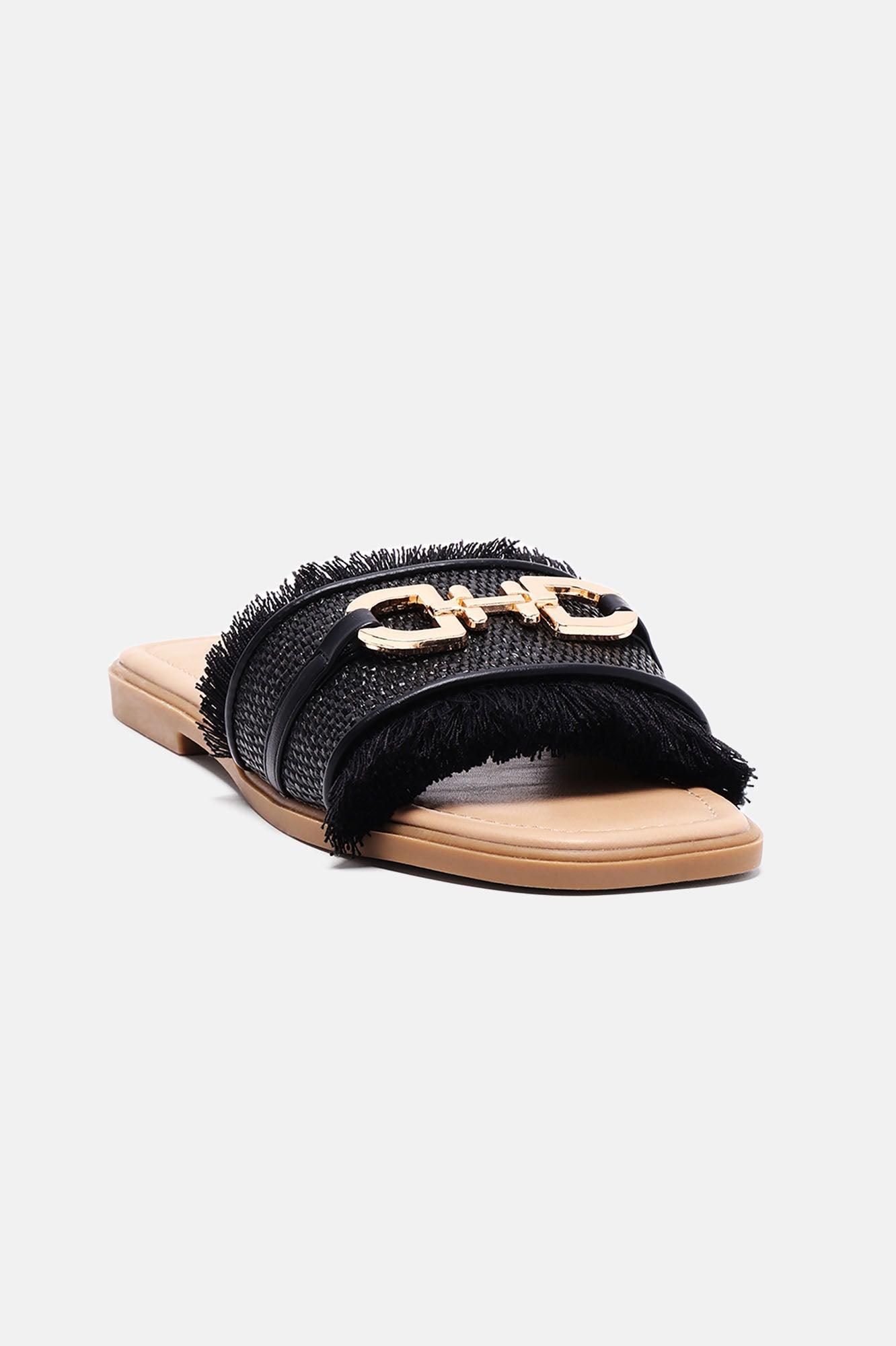 No Wrong Way Flat Sandals - Black Product Image