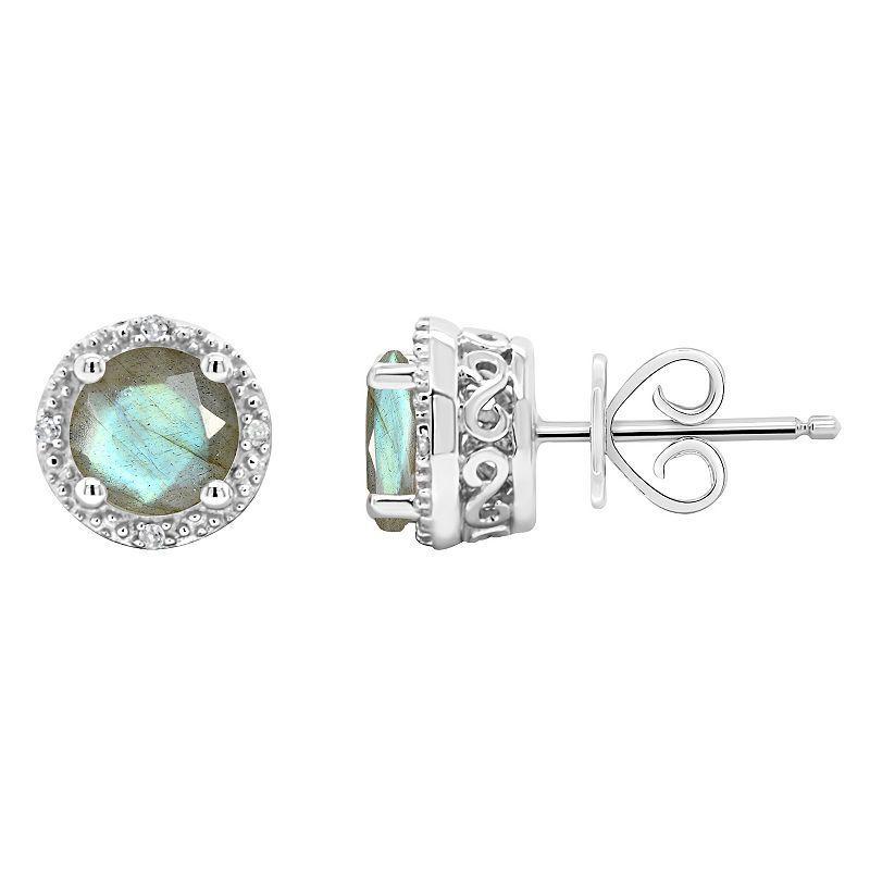 Celebration Gems Sterling Silver Freshwater Cultured Pearl and Diamond Accent Frame Stud Earrings, Womens Product Image