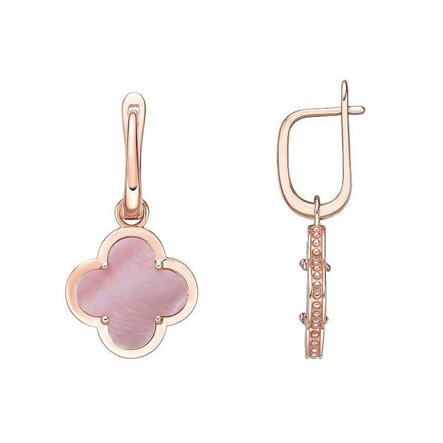 Gemminded Rose Gold Over Sterling Silver & Mother-Of-Pearl Flower Drop Earrings, Womens, Rose Gold Tone Product Image