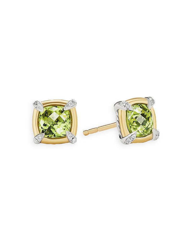 Womens Petite Chtelaine Stud Earrings With Gemstones, 18K Gold Bezel & Pav Diamonds Product Image