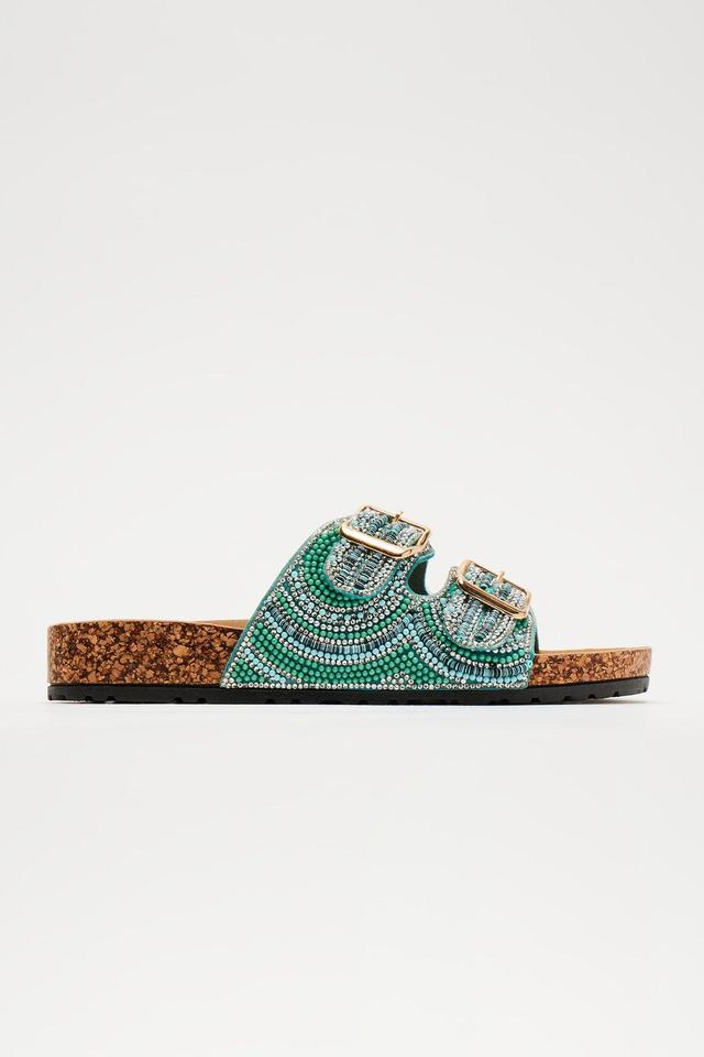 Leisure Day Beaded Slides - Turquoise Product Image