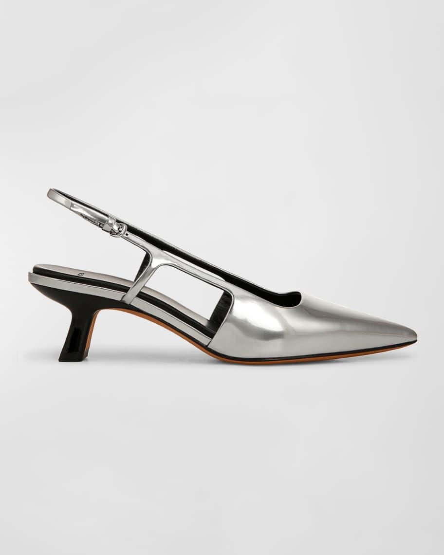 Bianca Metallic Kitten Slingback Pumps Product Image