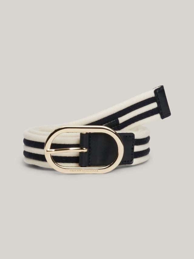 Tommy Hilfiger Women's Elastic Stripe Oval Buckle Belt Product Image