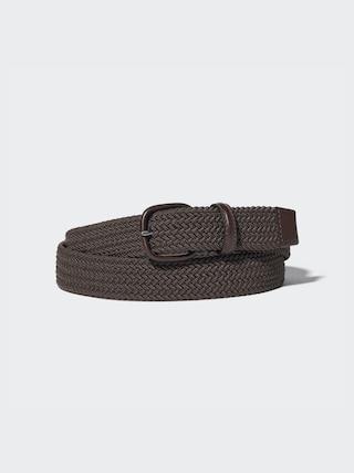 Mens Leather Combination Mesh Belt Brown Large UNIQLO US Product Image