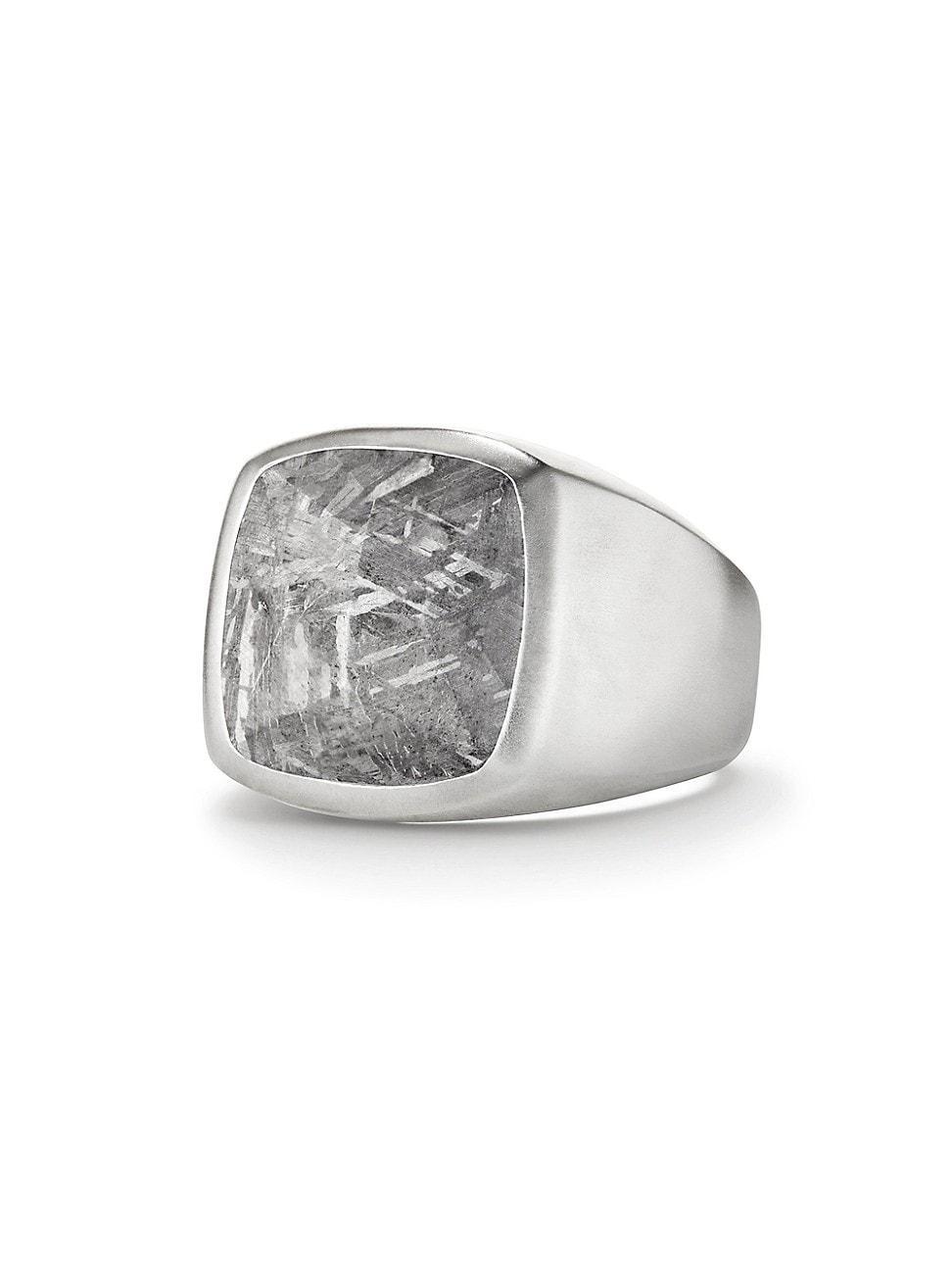 Mens Meteorite Signet Ring In Sterling Silver, 19mm Product Image