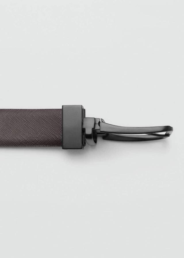 MANGO MAN - Saffiano leather belt blackMen Product Image