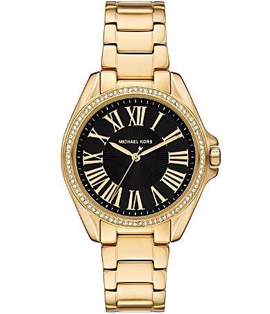 Michael Kors Womens Kacie Three-Hand Gold-Tone Stainless Steel Bracelet Watch Product Image