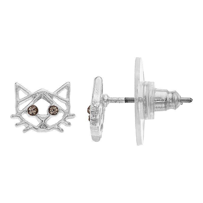 LC Lauren Conrad Cat Nickel Free Button Stud Earrings, Womens, Silver Tone Product Image