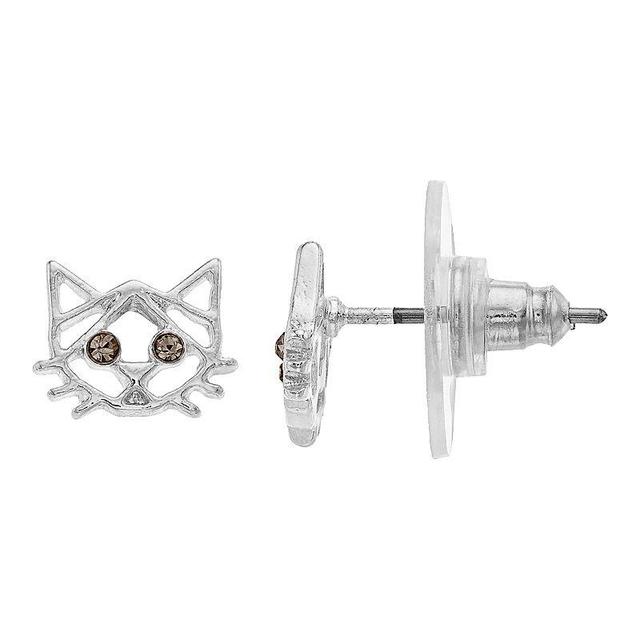 LC Lauren Conrad Cat Nickel Free Button Stud Earrings, Womens, Silver Tone Product Image