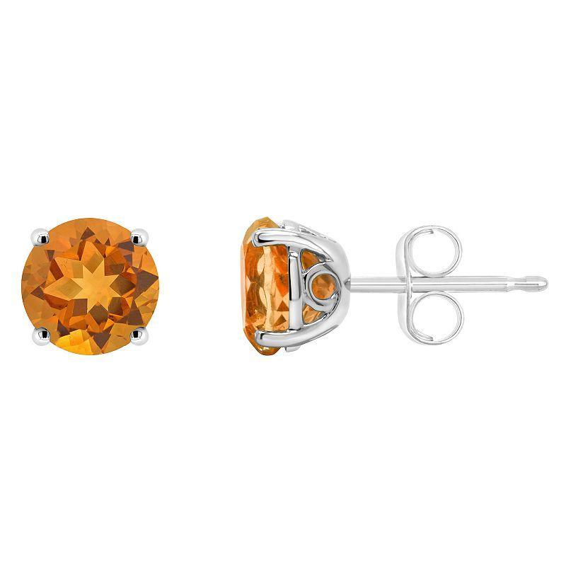 Alyson Layne 14k Gold Round Citrine Stud Earrings, Womens, 14k White Gold Product Image