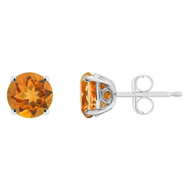 Alyson Layne 14k Gold Round Citrine Stud Earrings, Womens, 14k White Gold Product Image