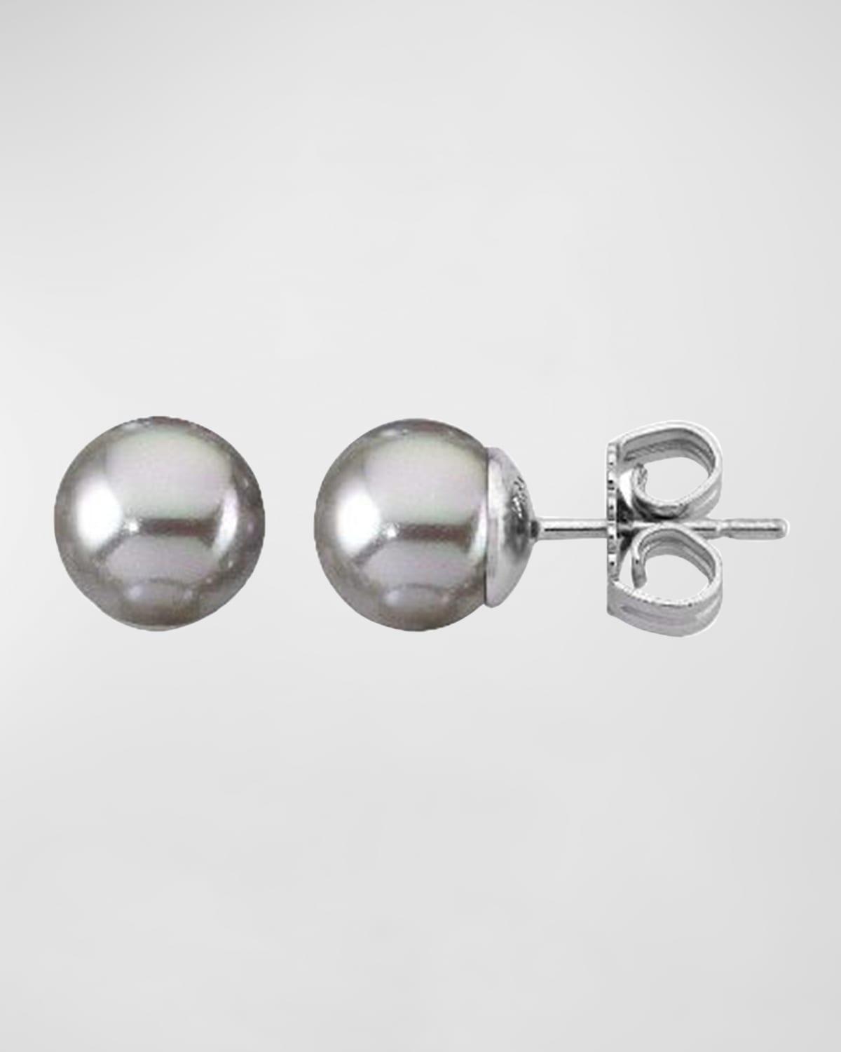 Womens Lyra Rhodium-Plate & Faux Pearl Stud Earrings Product Image