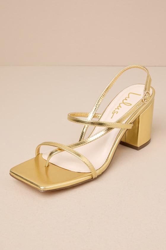 Dreller Gold Strappy High Heel Sandals Product Image