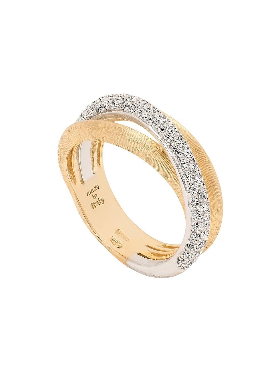 Marco Bicego 18K Yellow & White Gold Jaipur Link Alta Diamond Three Strand Ring Product Image