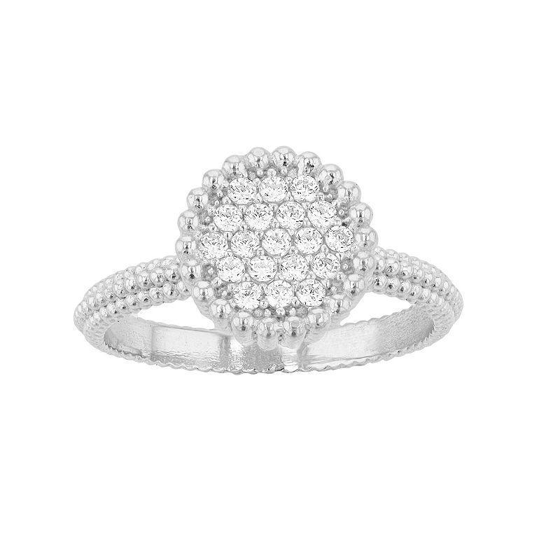 Sterling Silver Cubic Zirconia Textured Ring, Womens White Product Image