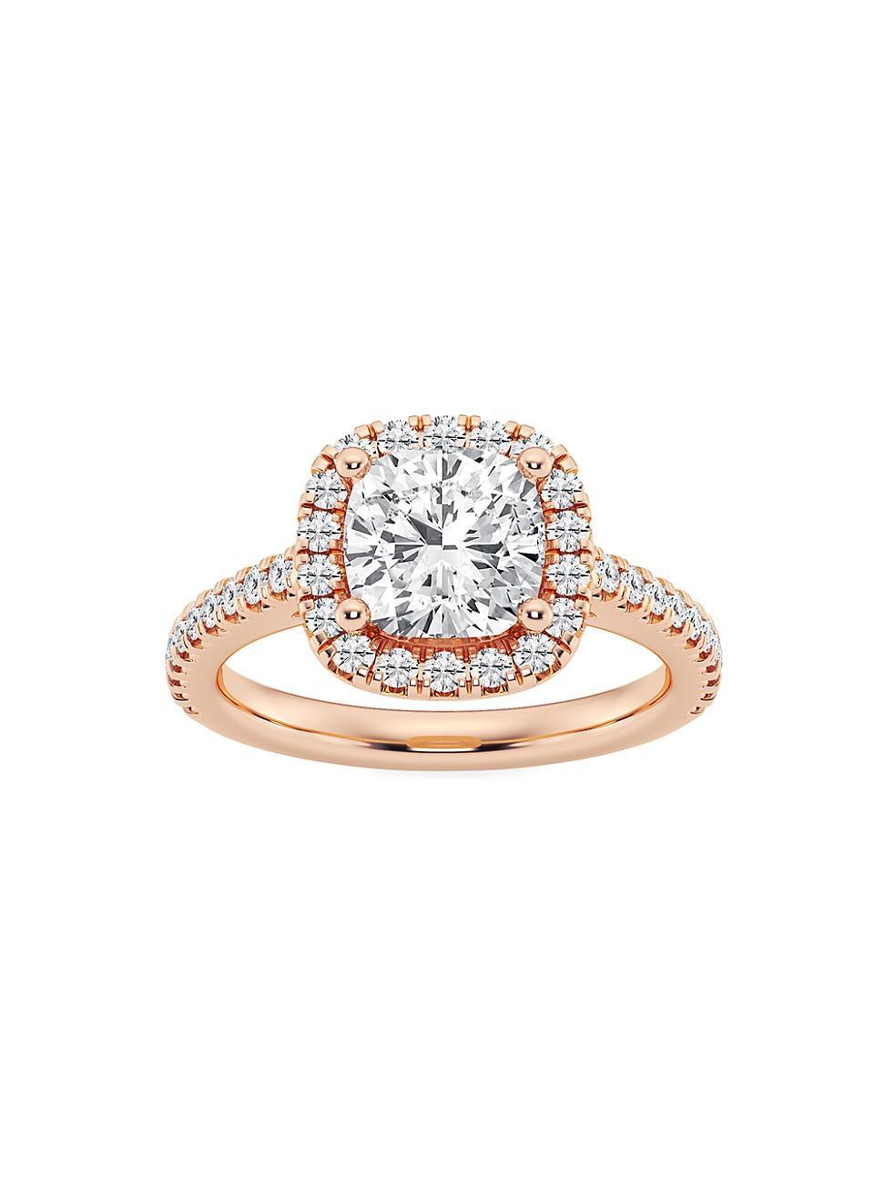 Womens 14K Rose Gold & Cushion-Cut Lab-Grown Diamond Halo Ring/1.30-3.60 TCW Product Image