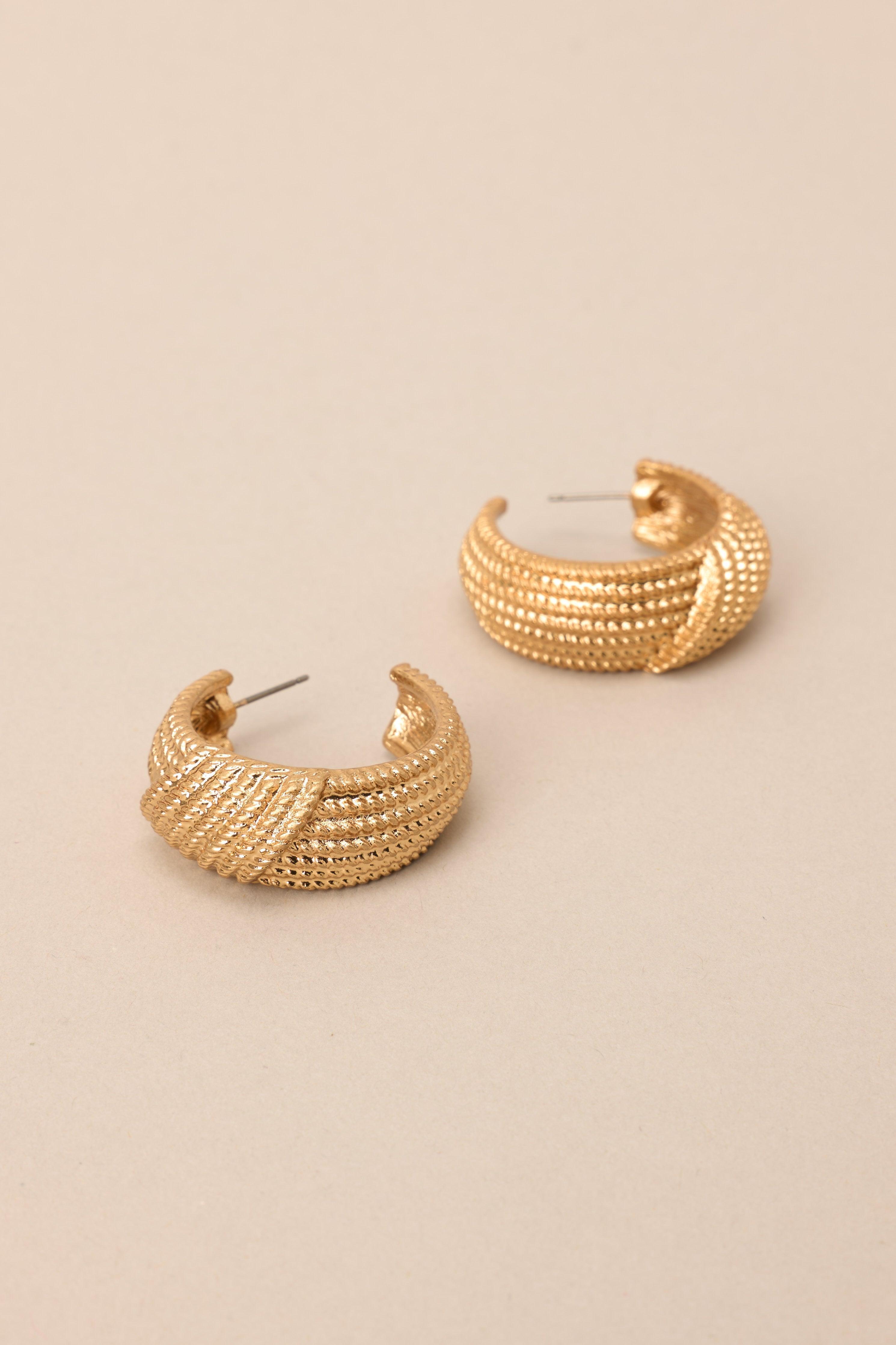 This Life Textured Vintage Gold Hoop Earrings Product Image