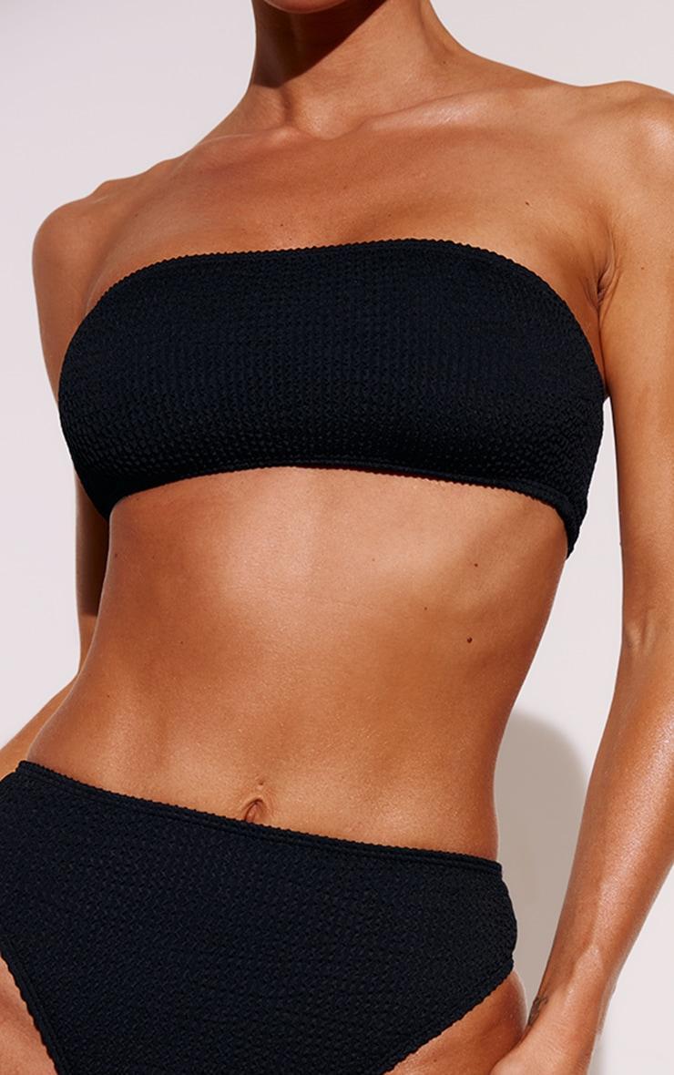 Black Mix & Match Crinkle Bandeau Bikini Top Product Image