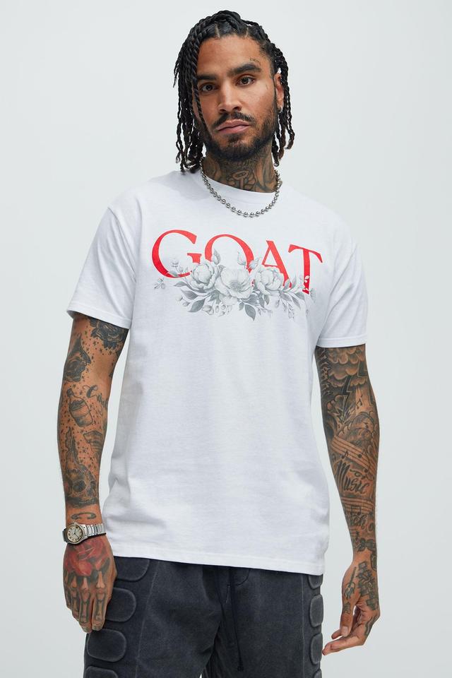 Give Me My Flowers GOAT Short Sleeve Tee - White Product Image