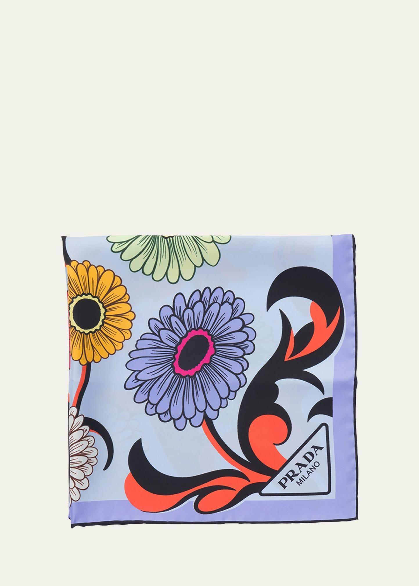 Flower-Print Silk Scarf Product Image