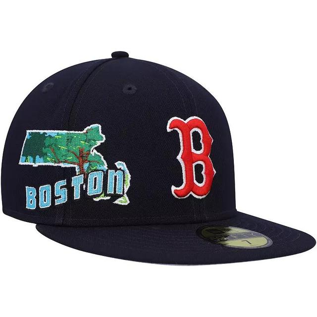 Mens New Era Boston Red Sox Stateview 59FIFTY Fitted Hat Blue Product Image