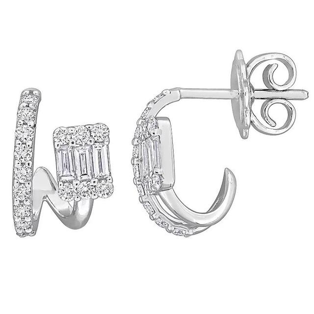 Stella Grace 14k White Gold 3/4 Carat T.W Diamond Wraparound C-Hoop Earrings, Womens Product Image