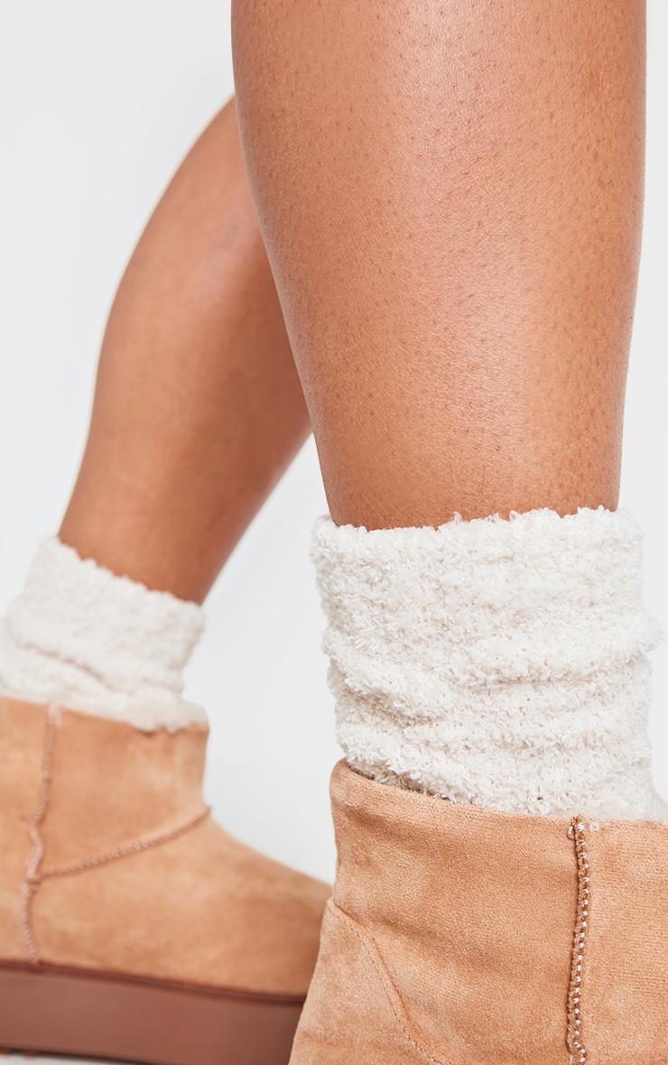 Cream Cosy Fuzzy Ankle Socks Product Image