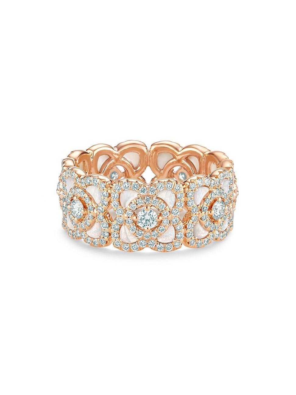 Womens Enchanted Lotus 18K Rose Gold, Diamond, & Mother-Of-Pearl Band Product Image