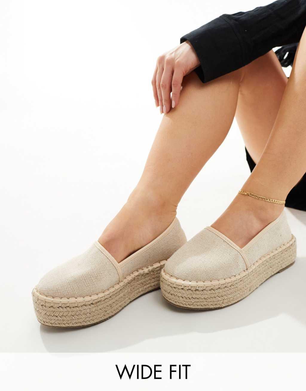 ASOS DESIGN Journal flatform espadrilles in black Product Image