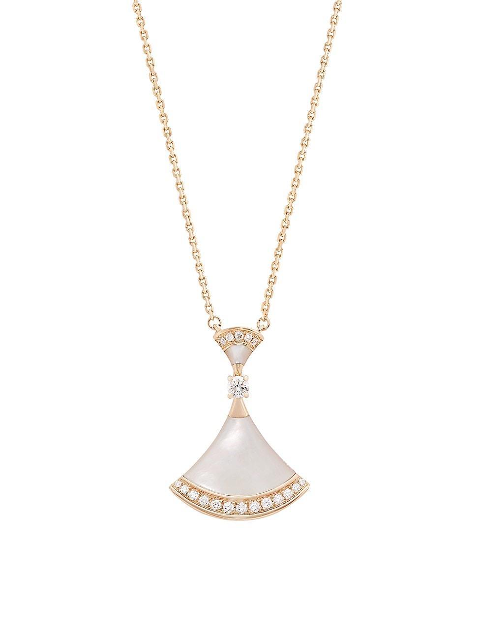 Womens Divas Dream 18K Rose Gold, Mother-Of-Pearl & Diamond Pendant Necklace Product Image