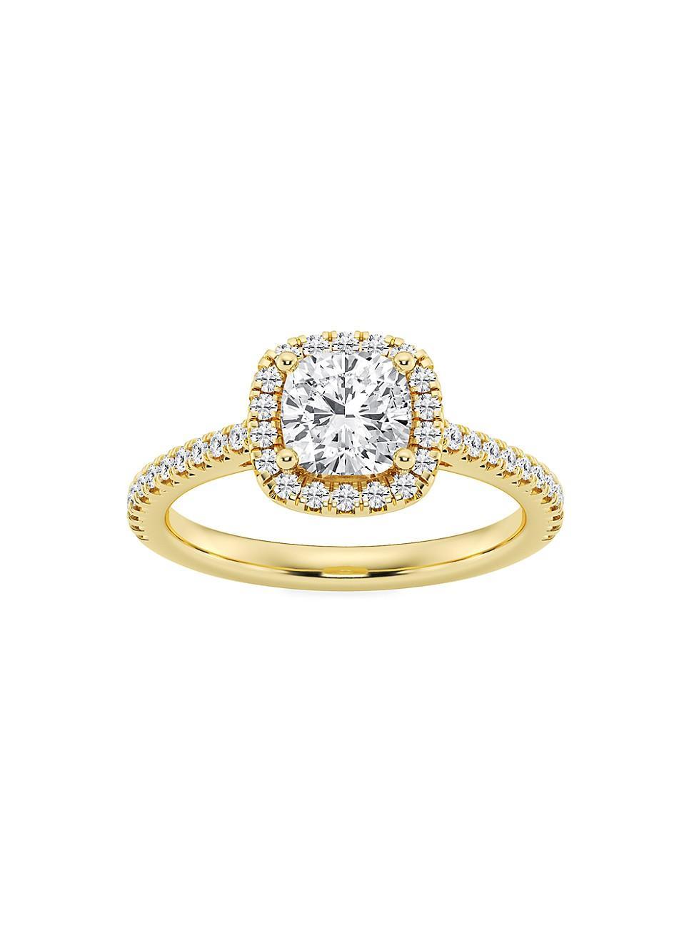 Womens 14K Yellow Gold & Cushion-Cut Lab-Grown Diamond Halo Ring/1.30-3.60 TCW Product Image