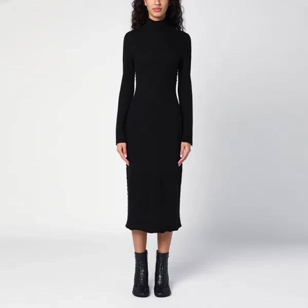 Black Wool Turtleneck Dress Product Image