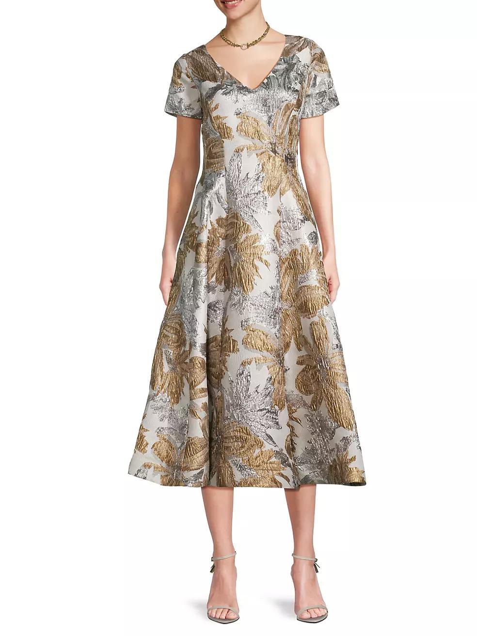 Jacquard Fit-&-Flare Cocktail Dress Product Image