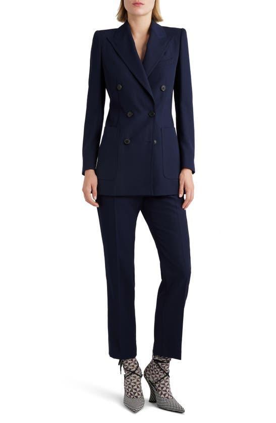 DRIES VAN NOTEN Double Breasted Gabardine Blazer In Blue Product Image