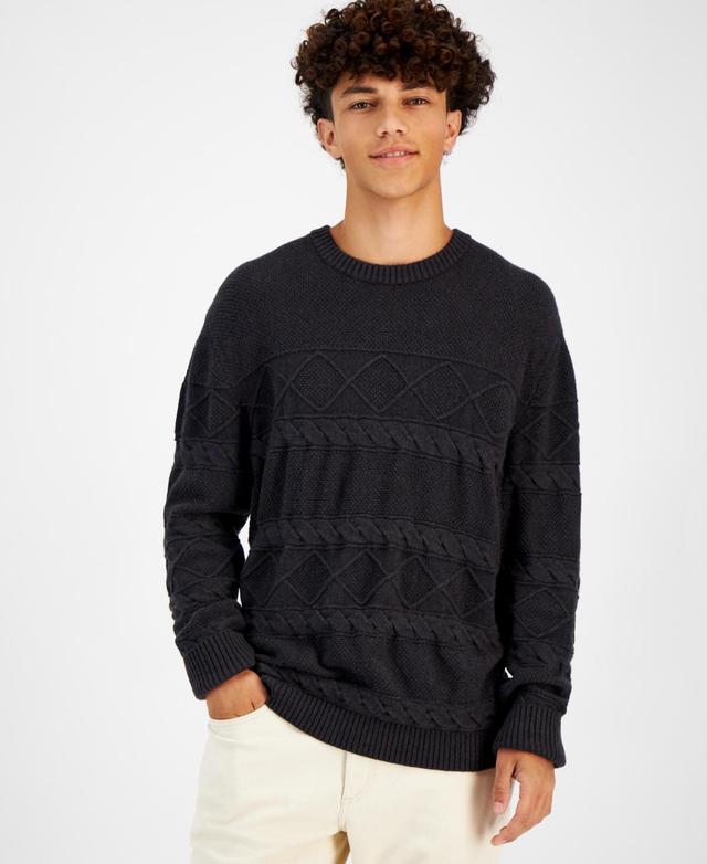 Sun + Stone Mens Cable-Knit Crewneck Sweater, Created for Macys Product Image