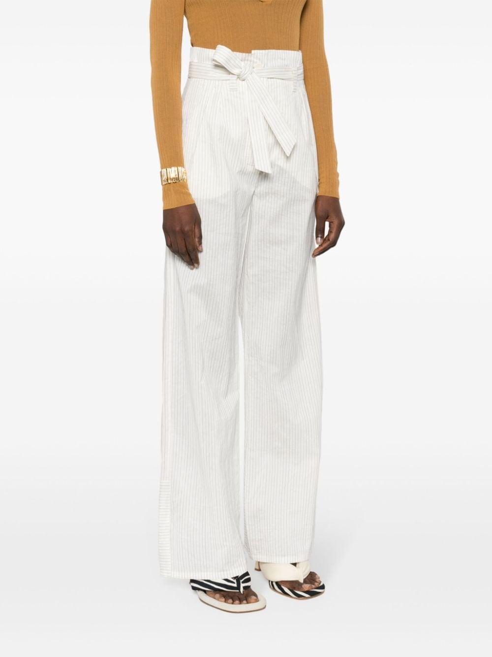 Xero Striped Straight Leg Trousers In White Product Image