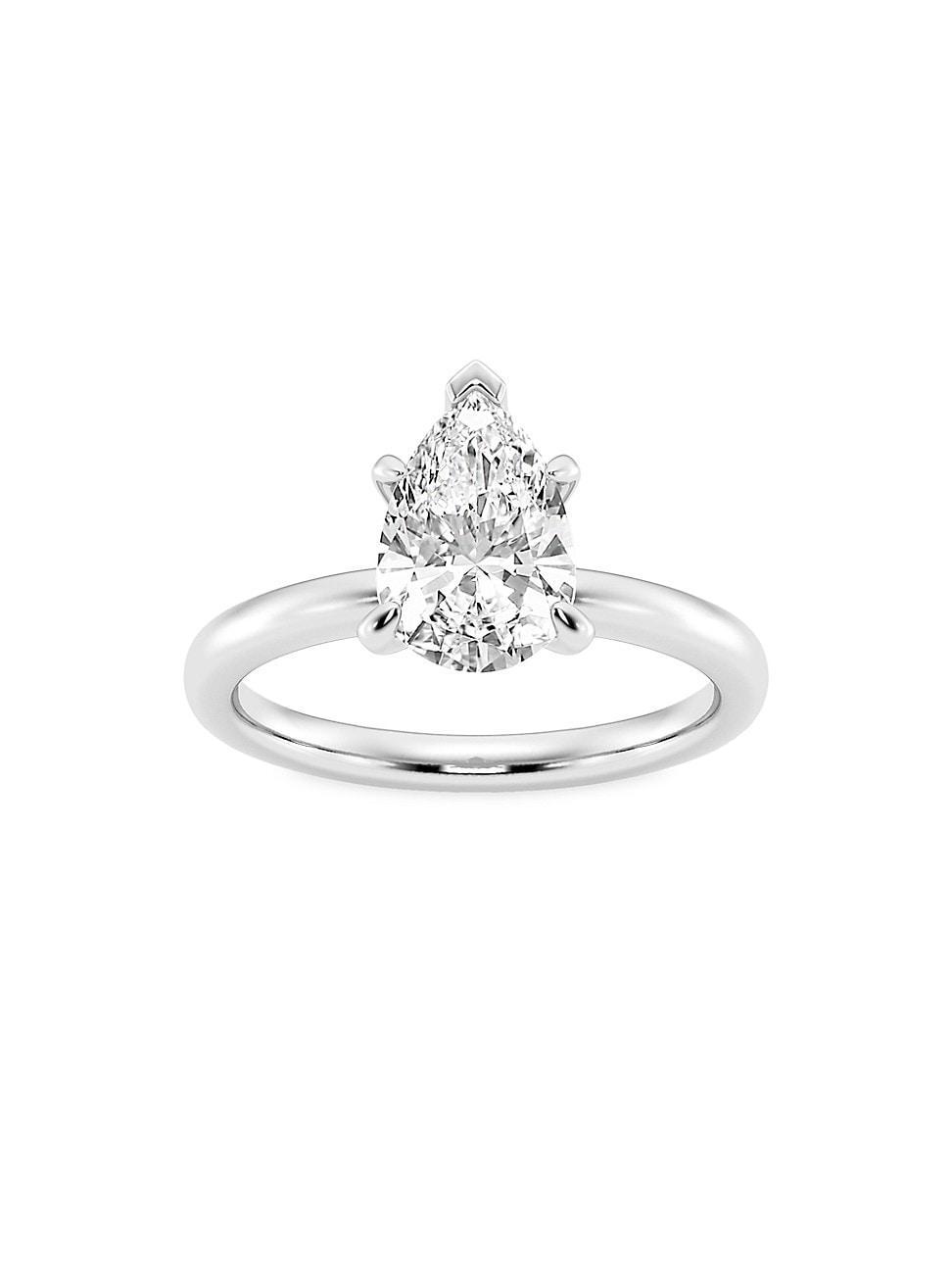 Womens 14K White Gold & Pear-Cut Lab-Grown Diamond Solitaire Ring/0.50-5.00 TCW Product Image