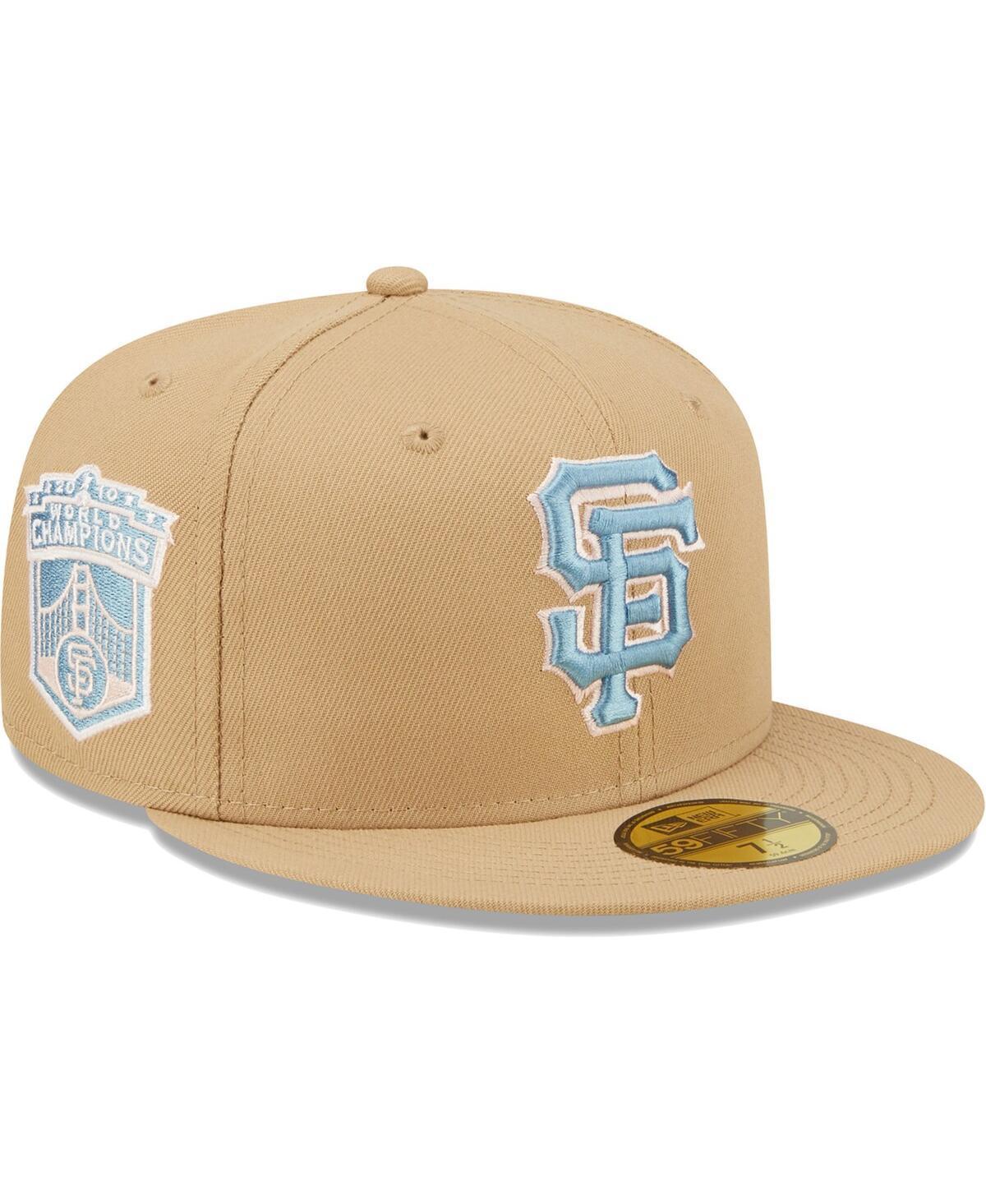 Mens New Era Tan San Francisco Giants 2010 World Series Champions Sky Blue Undervisor 59FIFTY Fitted Hat Product Image