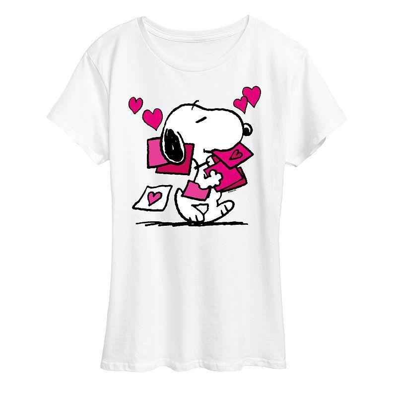 Womens Peanuts Snoopy Valentines Cards Graphic Tee Product Image