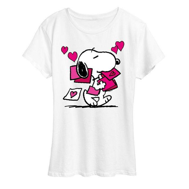 Womens Peanuts Snoopy Valentines Cards Graphic Tee Grey Gray Product Image