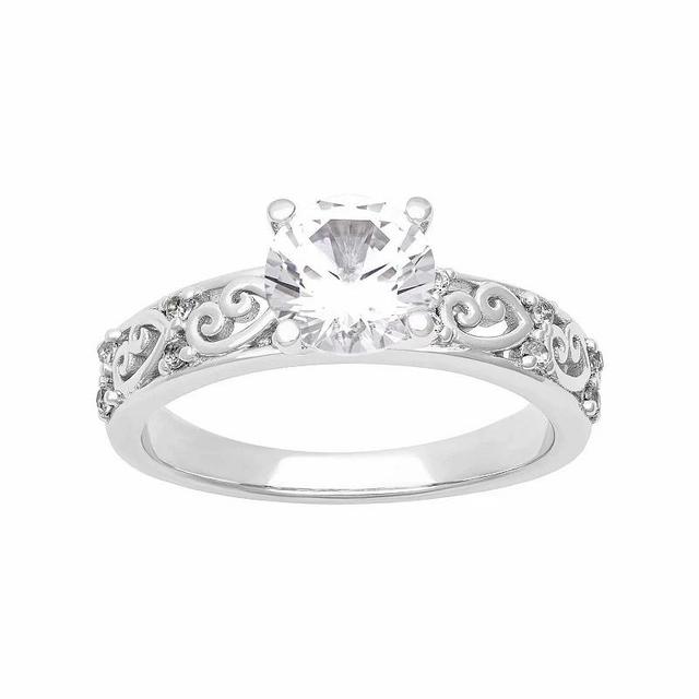 Love Always Sterling Silver 2 Carat T.W. Lab-Created White Sapphire Swirl Engagement Ring, Womens Product Image