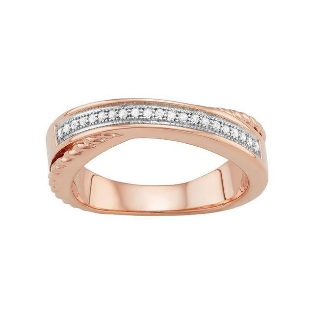 Jewelexcess Sterling Silver 1/10 Carat T.W. Diamond Crisscross Ring, Womens Rose Gold Tone Product Image