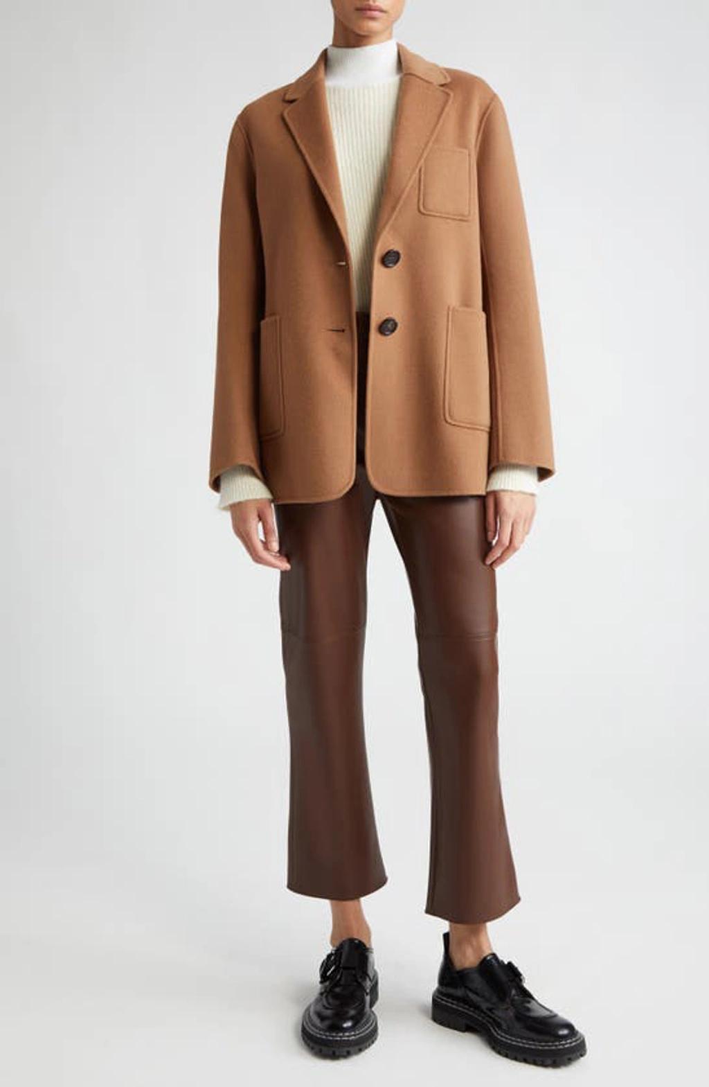 Single-breasted Wool Jacket In Caramel Product Image