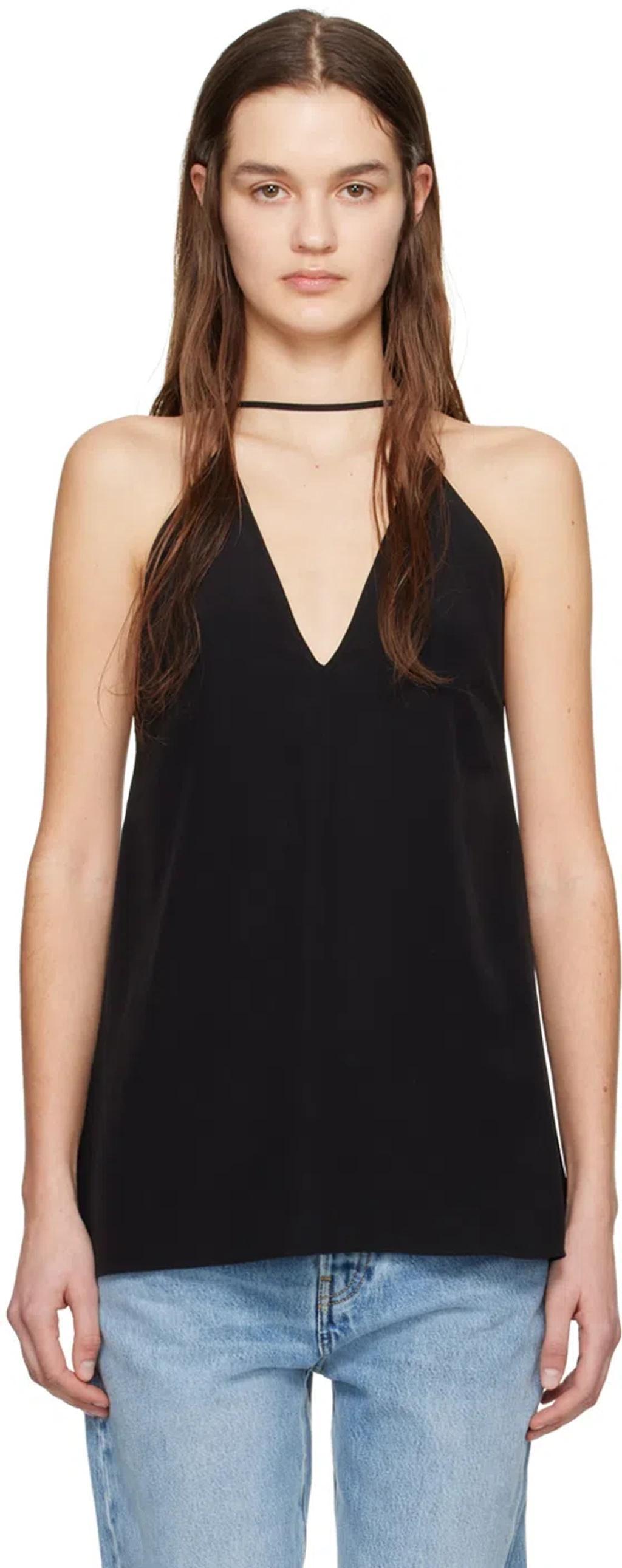 Black Double Halter Camisole In 001 Black Product Image